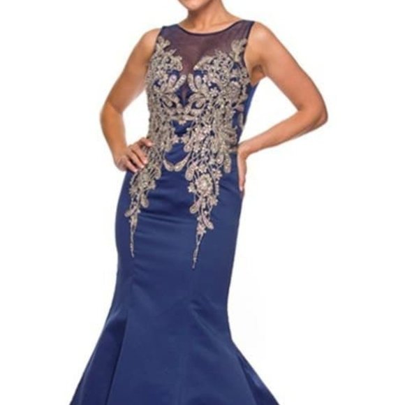 Illusion Neck Lace Bodice Prom Dress JT623 - Picture 1 of 5